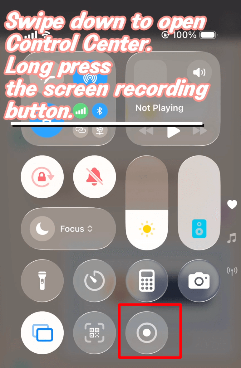 Open Control Center and long-press Screen Recording