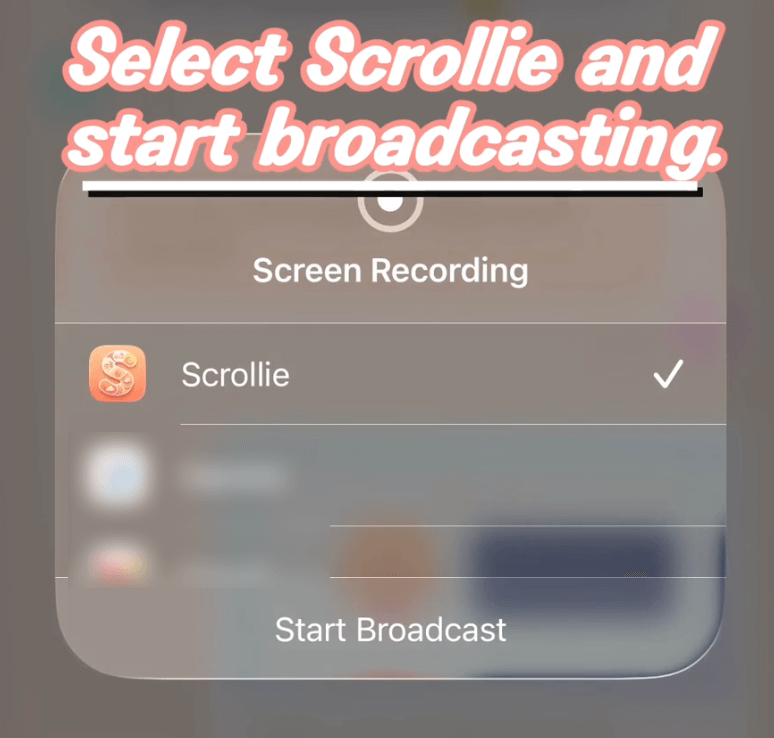 Select Scrollie and start broadcast