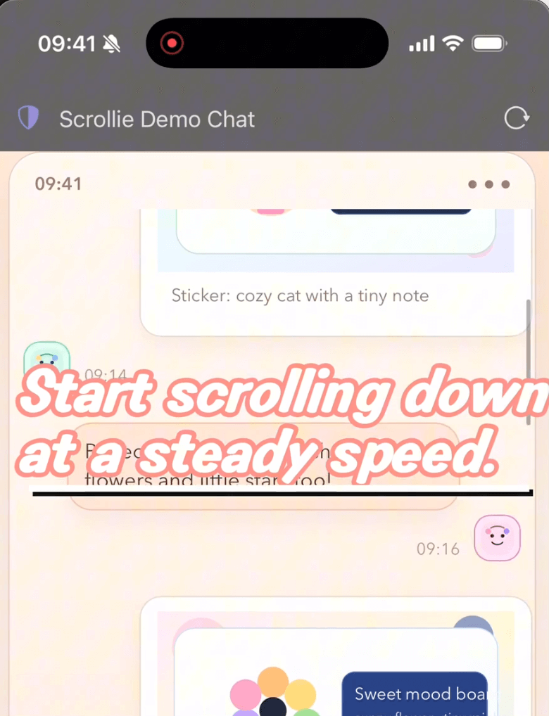 Scroll down at a steady speed